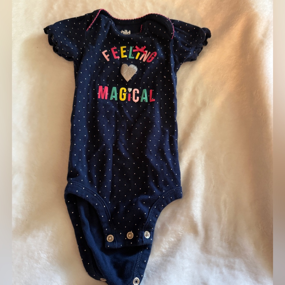 Carter's Navy and White Polka Dot Onesie